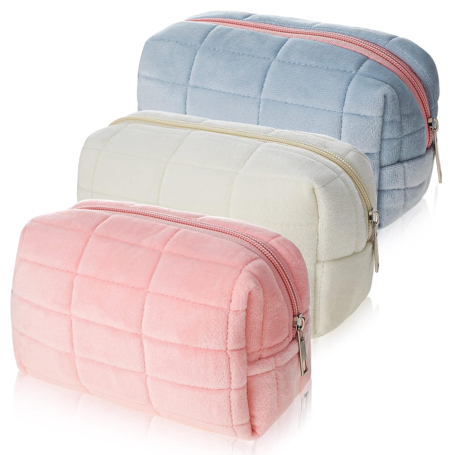 SkyShopy 1 Pcs Plush Makeup Bag Checkered Cosmetic Bag Cosmetic Travel Bag Large Zipper Travel Toiletry Bag Portable Multi Functional Capacity Bag Cute Makeup Brushes Storage Bag for Women, Pink, Blue, White, pink, blue, white, approx. 4.13 x 6.69 inches SkyShopy 1 Pcs Plush Makeup Bag Checkered Cosmetic Bag Cosmetic Travel Bag Large Zipper Travel Toiletry Bag Portable Multi Functional Capacity Bag Cute Makeup Brushes Storage Bag for Women, Pink, Blue, White, pink, blue, white, approx. 4.13 x 6.69 inches
